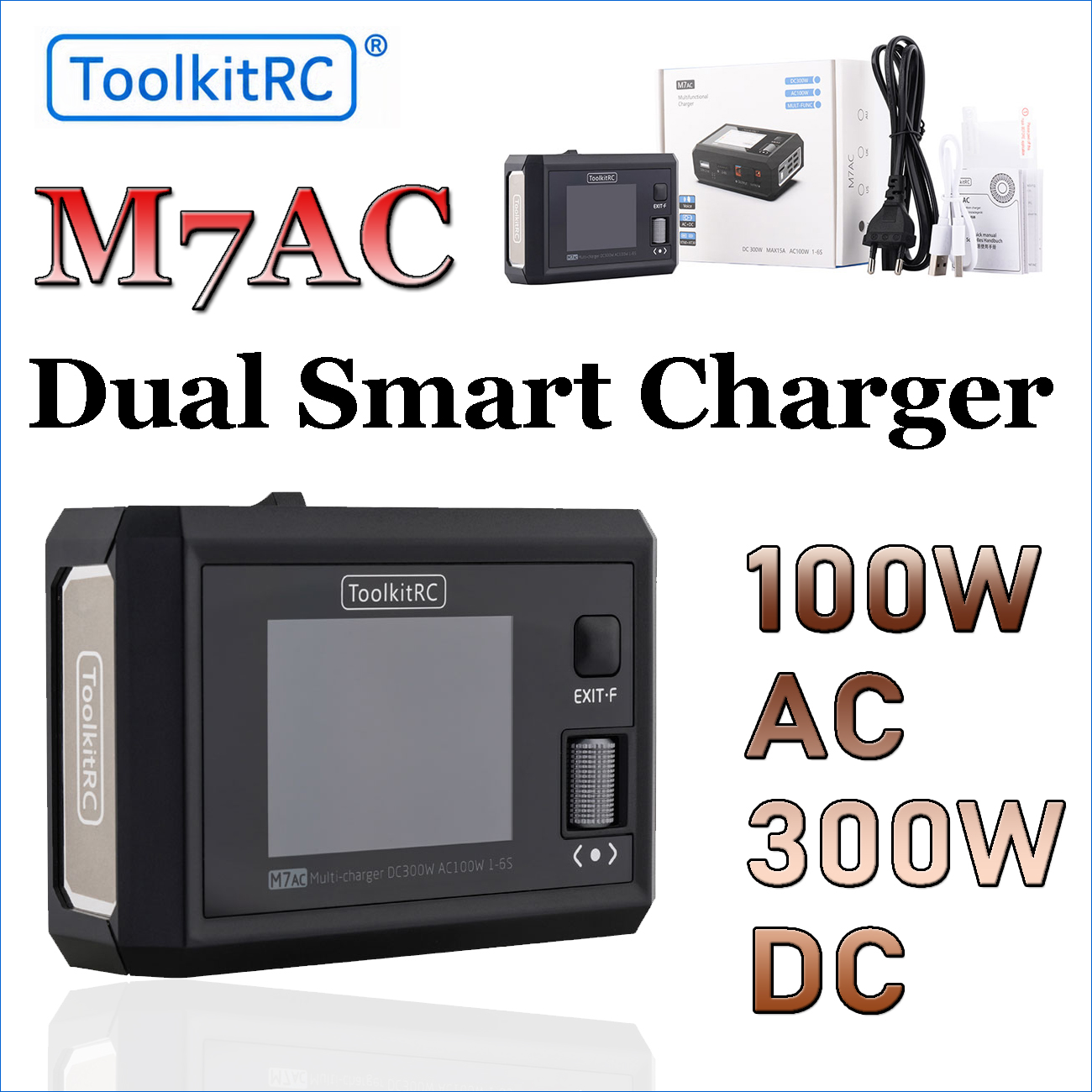 ToolkitRC M7AC 100W AC 300W DC - đánh giá và giá Drone Battery Smart